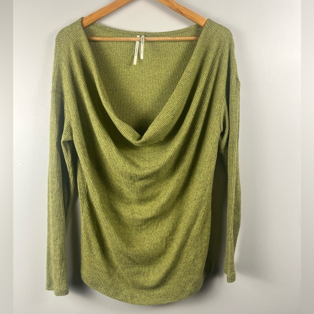 Anthropologie Draped Cowl Neck sweater Top green size small
